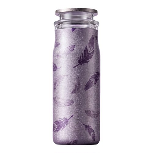GINT钛杯紫气自来羽毛翩翩茶水分离保温杯女生高颜值纯钛水杯礼物