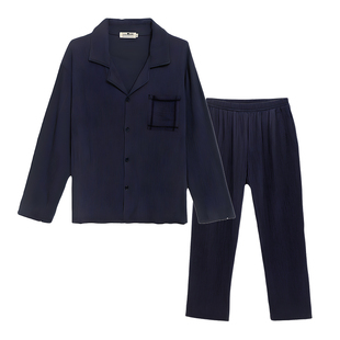 双层棉纱睡衣女款2025新款情侣长袖A类纯棉夏男士四季通用家居服