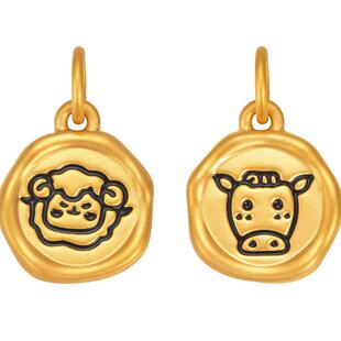 明牌珠宝硬金祥瑞六合生肖吊坠 黄金十二生肖福运足金挂件ASY0644