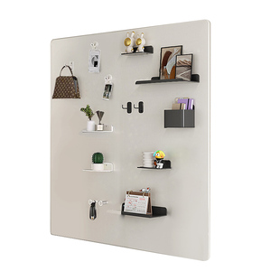 哑光珐琅板白板墙贴磁吸玻璃双层磁性墙上家用教学黑板平替免打孔置物架儿童房厨房磁性可擦金属写字板镀锌板