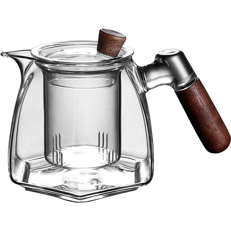 六角玻璃泡茶壶木把电陶炉煮茶壶带过滤茶水分离沏茶壶家用花茶壶