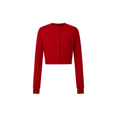 HUI卉100%绵羊毛长角苗苗绣开衫