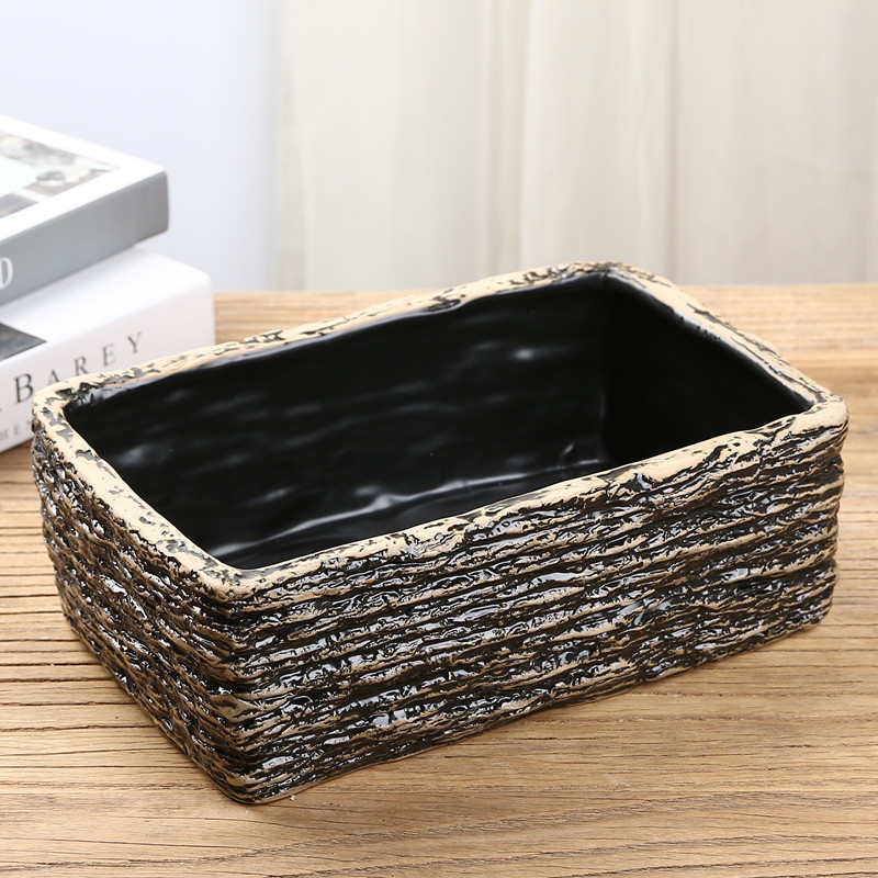 水仙花盆陶瓷大号无孔铜钱草专用碗莲仿石头盆多肉大口径水培器皿