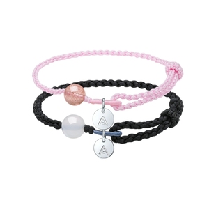 周六福26字母玉髓手绳男女款爱情密码手链S925银简约时尚新年礼物