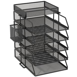 金属文件架办公A4文件收纳架桌面文件架分层文件办公桌置物架桌面收纳架办公室文件置物架办公文件置物架A3