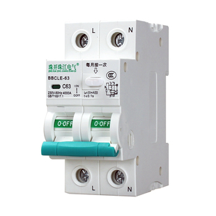 珠江窄体双进双出断路器2P漏电保护开关2位火零双断家用2路63A32A