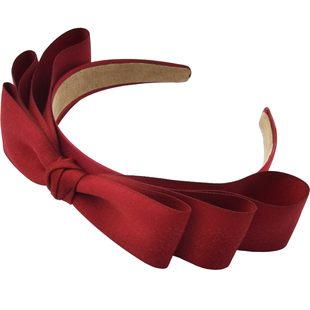 圣诞节红色丝绒大蝴蝶结发箍棉带头箍法式复古发卡气质新年头饰品