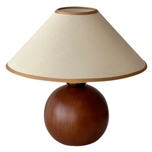 ins风美式复古实木台灯卧室木球床头灯中古风民宿装饰摆件氛围灯