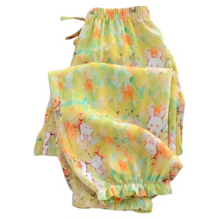 2026新款女童棉绸防蚊裤儿童人造棉灯笼裤高腰薄款幼儿园家居裤