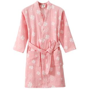 儿童浴袍纯棉纱布男童女童吸水秋冬浴衣中大童睡袍洗澡可穿式浴巾