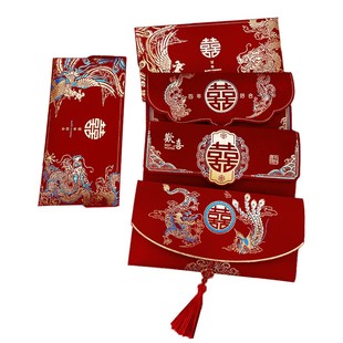 结婚红包改口费万元喜包高档布艺大号红包敬茶父母改口费烫金红包