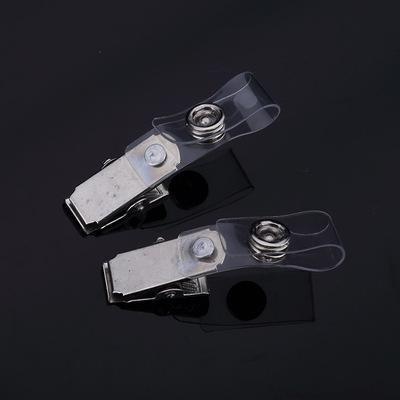 工作金属铁英文夹蓝透明现代简约卡牌套卡扣夹扣塑料证卡小夹子