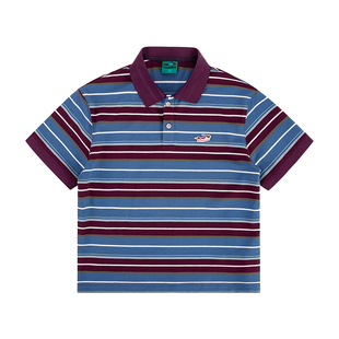 【江南先生&andallpet联名】美式条纹polo短袖t长短款宽松上衣夏