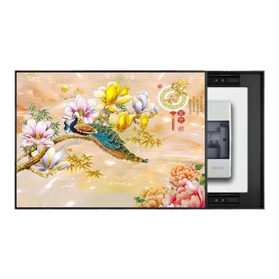 电表箱装饰画2025年款推拉免打孔新中式遮挡花开富贵挂画牡丹福字