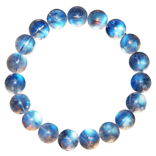 天然蓝月光石手串女玻璃体强蓝光冰种马岛彩月光石女手链一图一物