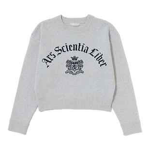 MOUSSY 秋季新品文艺休闲风徽章字母套头针织衫010IA274-7281