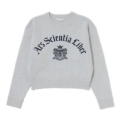 MOUSSY 春季新品文艺休闲风徽章字母套头针织衫010IA274-7281