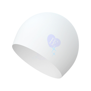 BE范德安硅胶泳帽女包头式防水游泳帽心形图案白色