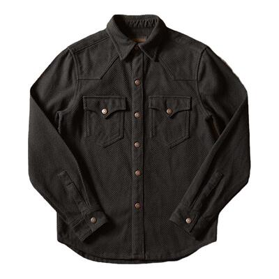 美式复古长袖双口袋修身外套衬衣