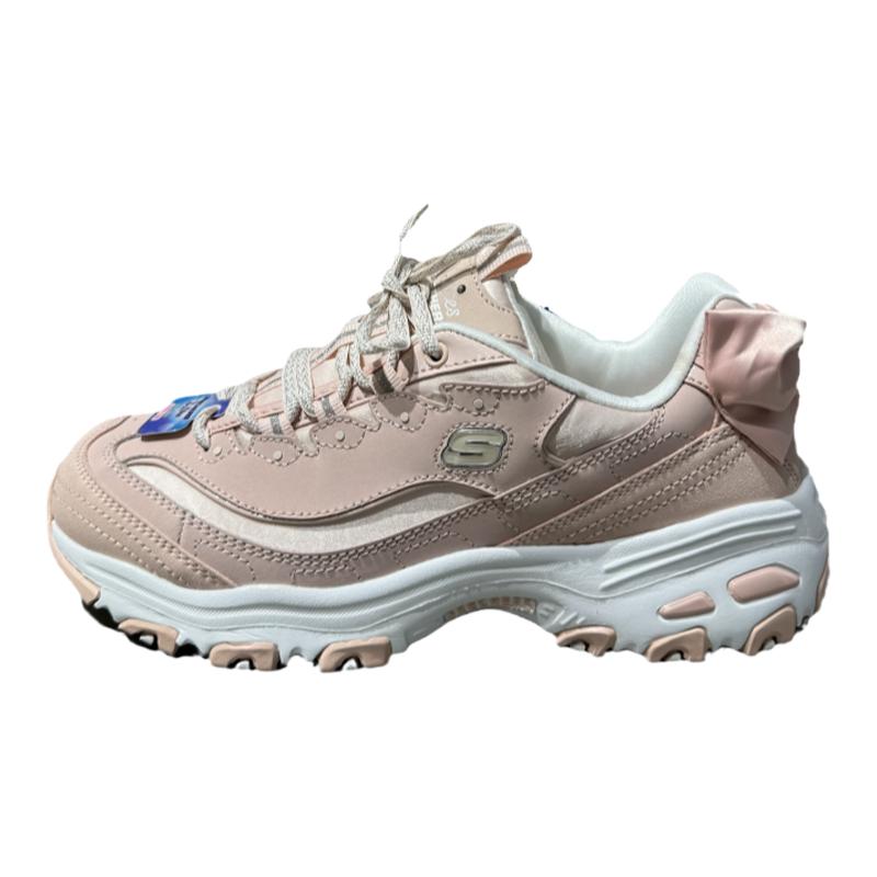 Skechers斯凯奇时尚厚底耐磨熊猫鞋女绸缎蝴蝶结运动老爹鞋13168
