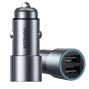 绿联车载充电器快充usb点烟器转换插头一拖二手机快速汽车车充12v