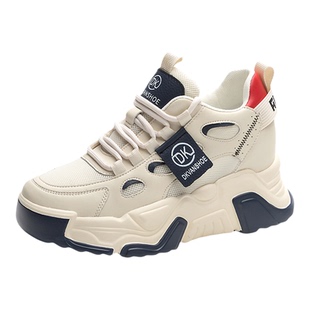 2026春夏真皮厚底内增高休闲鞋女款超火百搭7公分运动鞋轻便女鞋