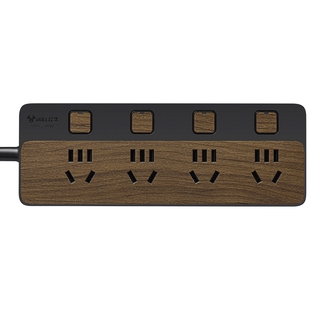 公牛8插位木纹插排充电独立开关插座分控插多功能多插位带线插板