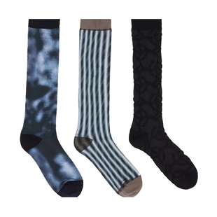 LESS秋细针织工艺时尚舒适袜子女休闲简约渐变色高筒袜3O8R34410