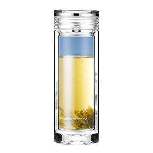 英国宝威玛高档纯钛杯双层玻璃杯便携隔热耐冷泡闷茶水分离杯子