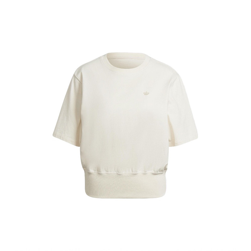 Adidas/阿迪达斯女款圆领舒适高腰宽松简约休闲运动短袖T恤IS0651