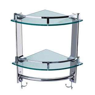 双层三角架不锈钢转角置物架卫生间玻璃角架浴室壁挂带挂钩毛巾架