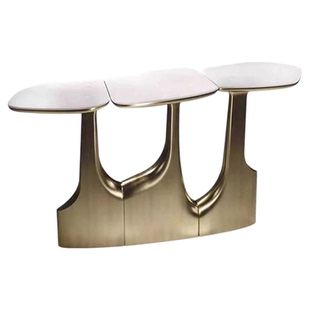 意式轻奢时尚金属玄关台别墅客厅设计师款异形入户置物靠墙端景台