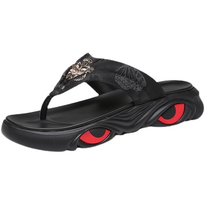 夏季新款潮流中国风防滑刺绣拖鞋