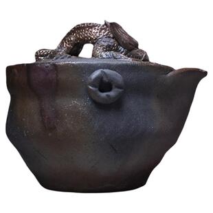 日式柴烧备前烧龙宝瓶非盖碗日本进口日式泡茶器宝瓶陶星手捏侘寂