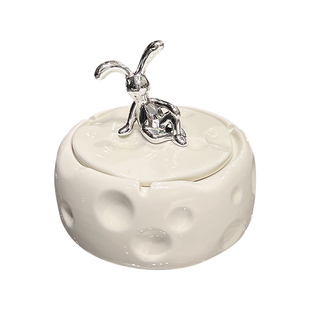 轻奢陶瓷烟灰缸带盖防飞灰家用客厅高端大气创意烟缸高级感商用