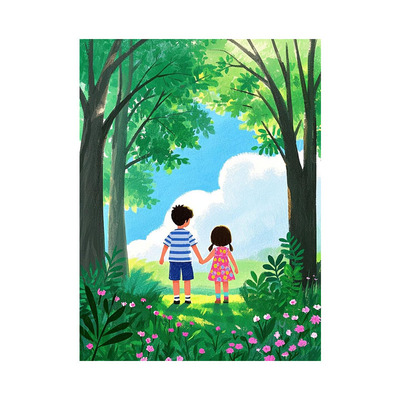 大芬村纯手绘春园嬉游油画