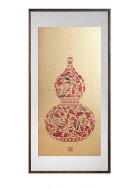 释同加厚铜雕画招财纳福挂画