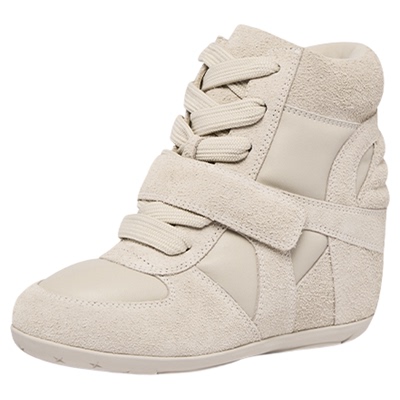 ASH女鞋秋冬BOWFFY高帮坡跟魔术贴单鞋女休闲真皮增高百搭运动鞋