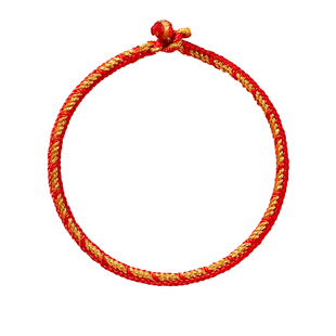 庆祥泰十全十美红绳手链男女款2026本命年马年护身符手工编织手绳