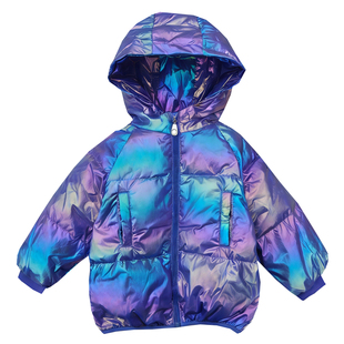 儿童免洗荧光渐变亮面炫彩羽绒服韩版贴身男女童小童白鸭绒羽绒服