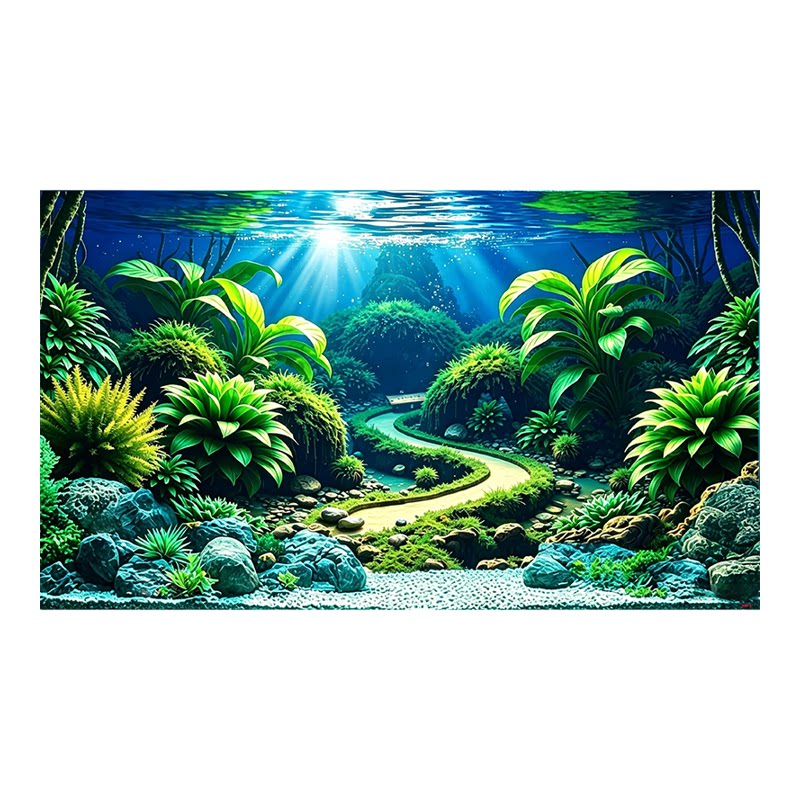 鱼缸背景贴纸壁纸高清图3D立体水族箱海底水草外贴装饰鱼缸背景画