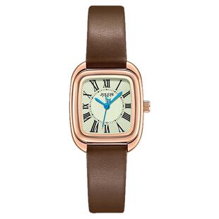 聚利时时尚方形高级感方形复古罗马字石英手表2025新款女表1459