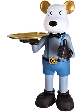 可爱暴力熊客厅摆件大型落地托盘家居轻奢卡通公仔地台电视柜旁边