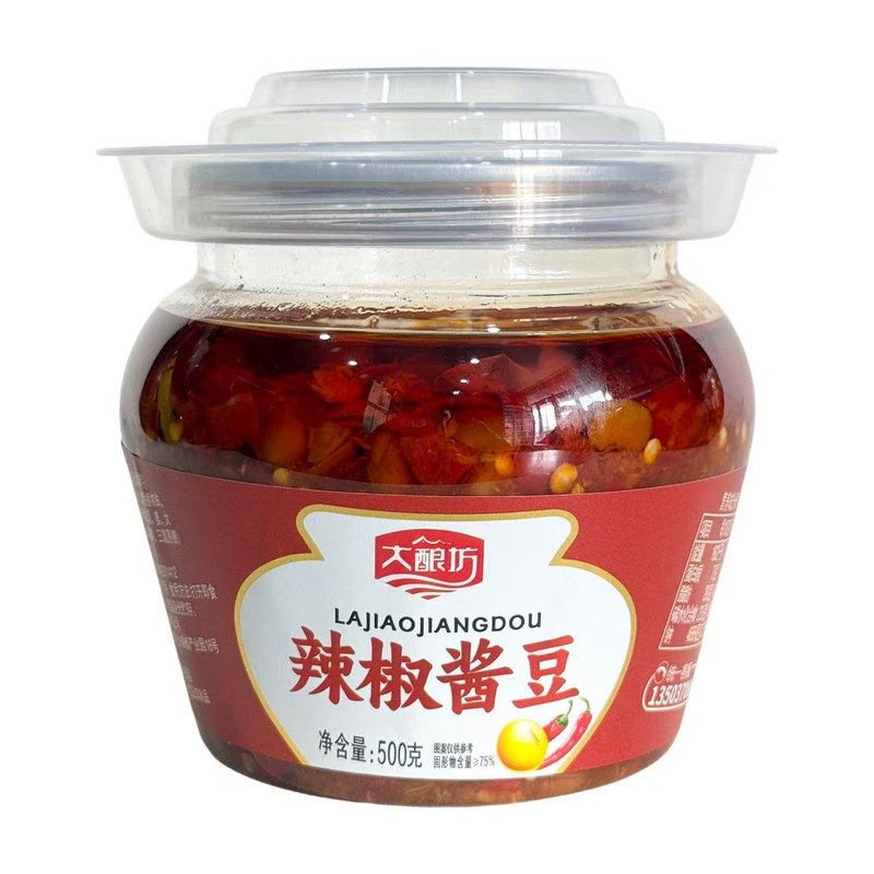 河南商丘特产大酿坊辣椒酱豆500g瓶装豆糁黄豆下饭酱夹馍拌饭