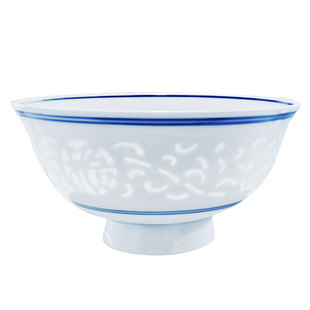 景德镇高档青花碗 家用饭碗陶瓷碗粥碗面碗 高脚碗小碗送礼玲珑碗