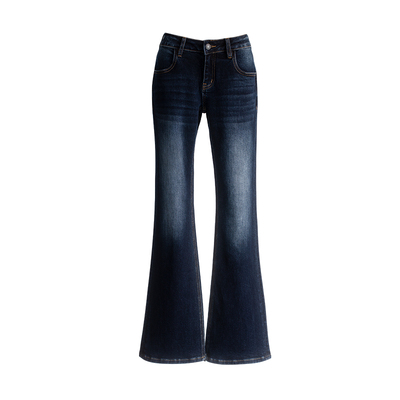 twosweet低腰复古修身微喇牛仔裤