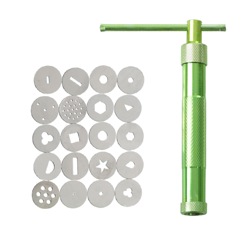 翻糖擠條擠泥器工具點心蛋糕擠泥槍旋轉(zhuǎn)多造型槍頭合金擠泥器模具
