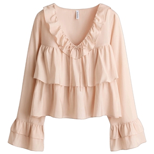 HM春季女装褶边上衣1313411