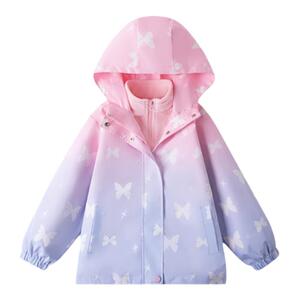 真维斯童装女童冲锋衣2024新款儿童秋冬款两件套户外衣服大童外套