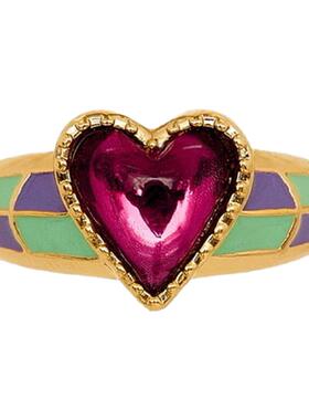 田曦薇孙千同款紫眼爱心戒指